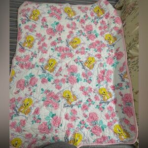1993 Warner Bros. Gerber Tweety Quilt - Pink and Yellow